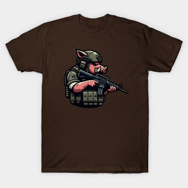 Tactical Wild Boar Adventure Tee: Unleash the Beast Within T-Shirt by Rawlifegraphic